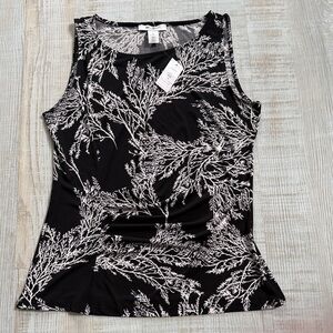 White House Black Market Black and White Patterned Blouse